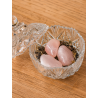 Sucrier cristal Quartz Rose et pétales de roses de Damas